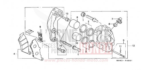 ETRIER DE FREIN AVANT (2) NX650W de 1998